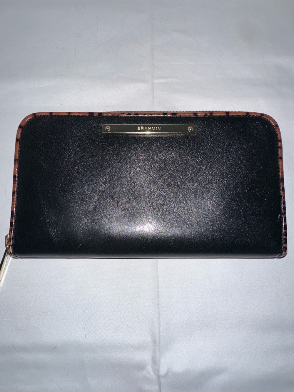 Brahmin Suri Wallet Black/Brown smooth pecan Melbourne zip around wallet